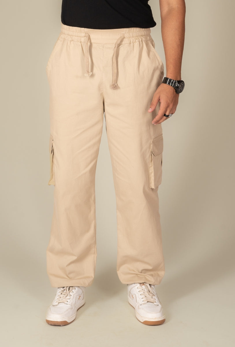 Beige Cargo Parachute Pant - Unisex Comfy Pant