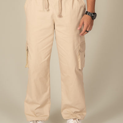 Beige Cargo Parachute Pant - Unisex Comfy Pant