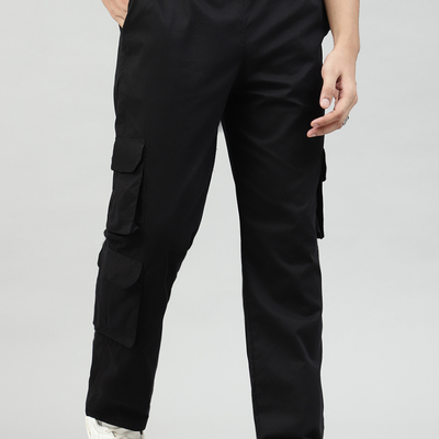 Black 3 Cargo Pocket Baggy Pant