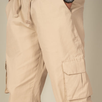 Beige Cargo Parachute Pant - Unisex Comfy Pant