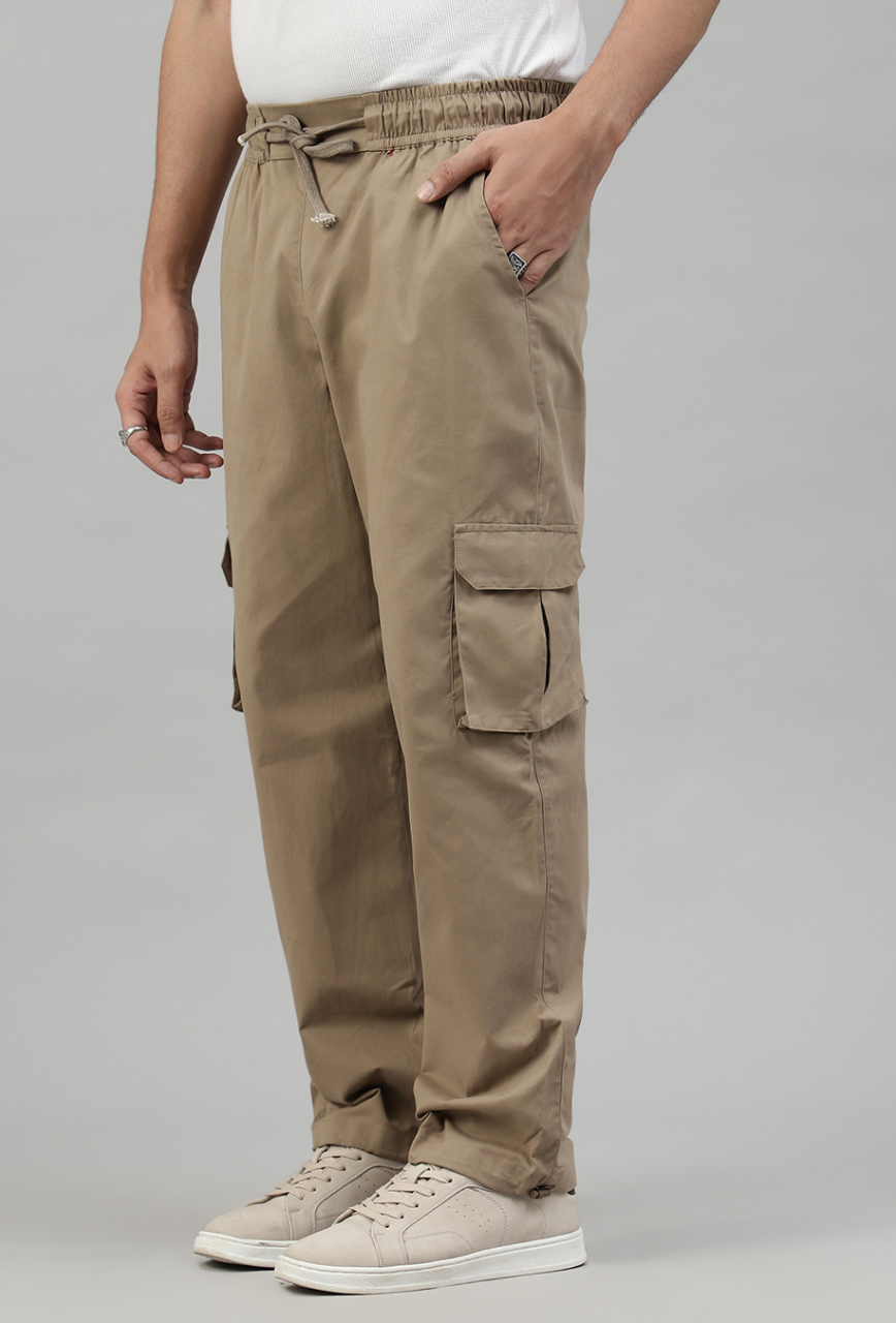 Latte Brown Cargo Parachute Pant