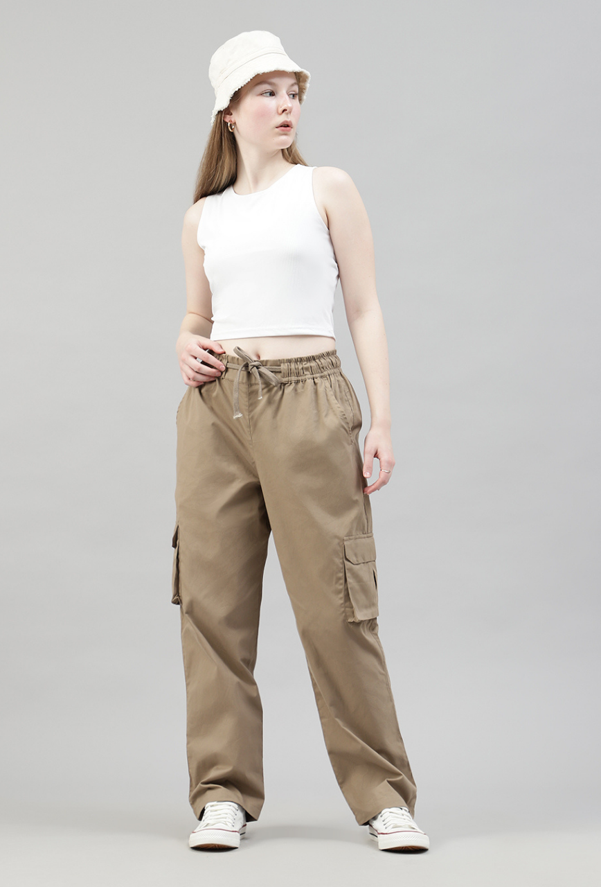 Latte Brown Cargo Baggy Pant