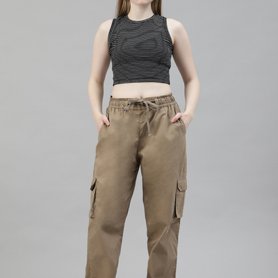 Latte Brown Cargo Parachute Pant - Unisex Comfy Pant