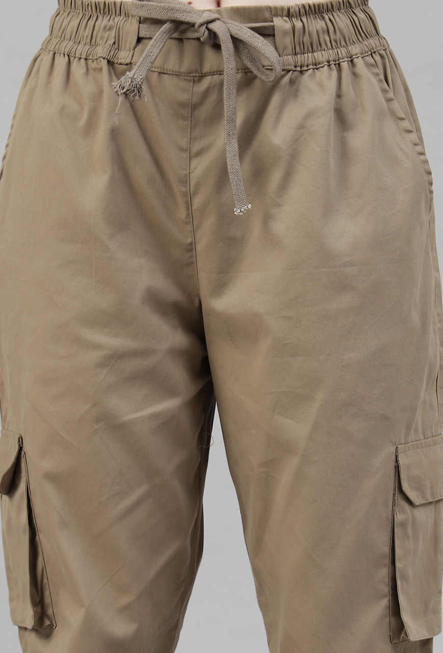 Latte Brown Cargo Parachute Pant