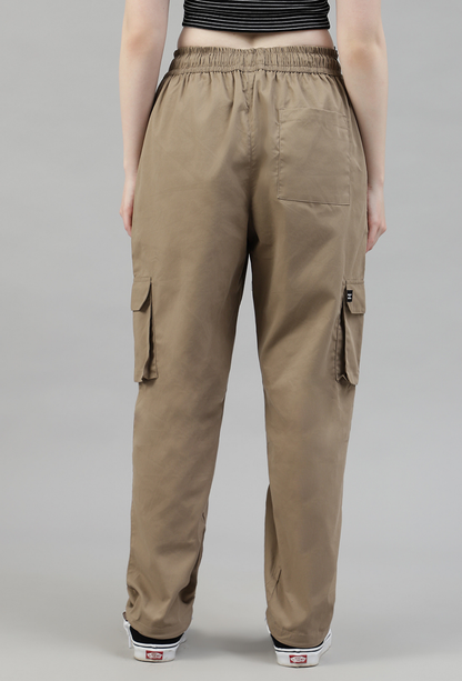 Latte Brown Cargo Parachute Pant