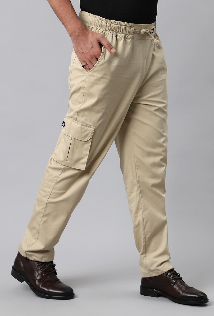 Beige Cargo Parachute Pant